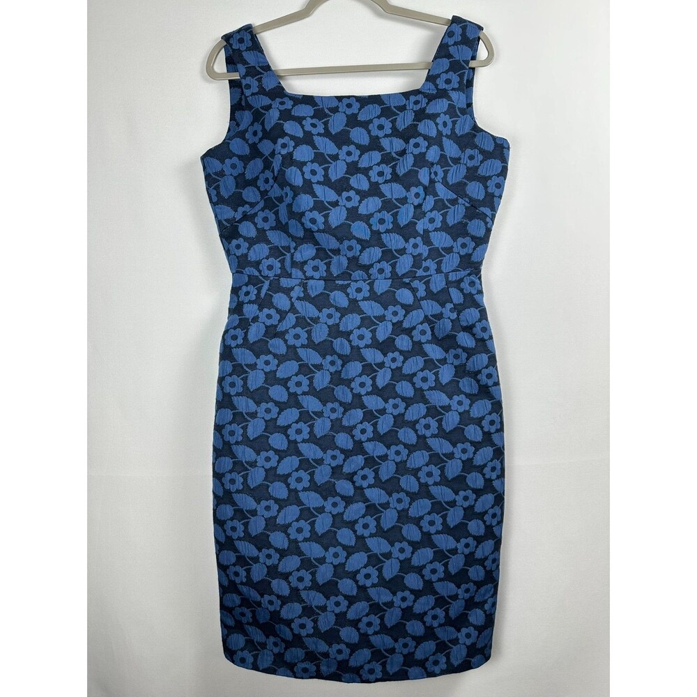 BB Dakota Blue Floral Jacquard Sheath Dress Size 12 Whimsigoth 90s Mod Y2K Retro - Picture 1 of 13